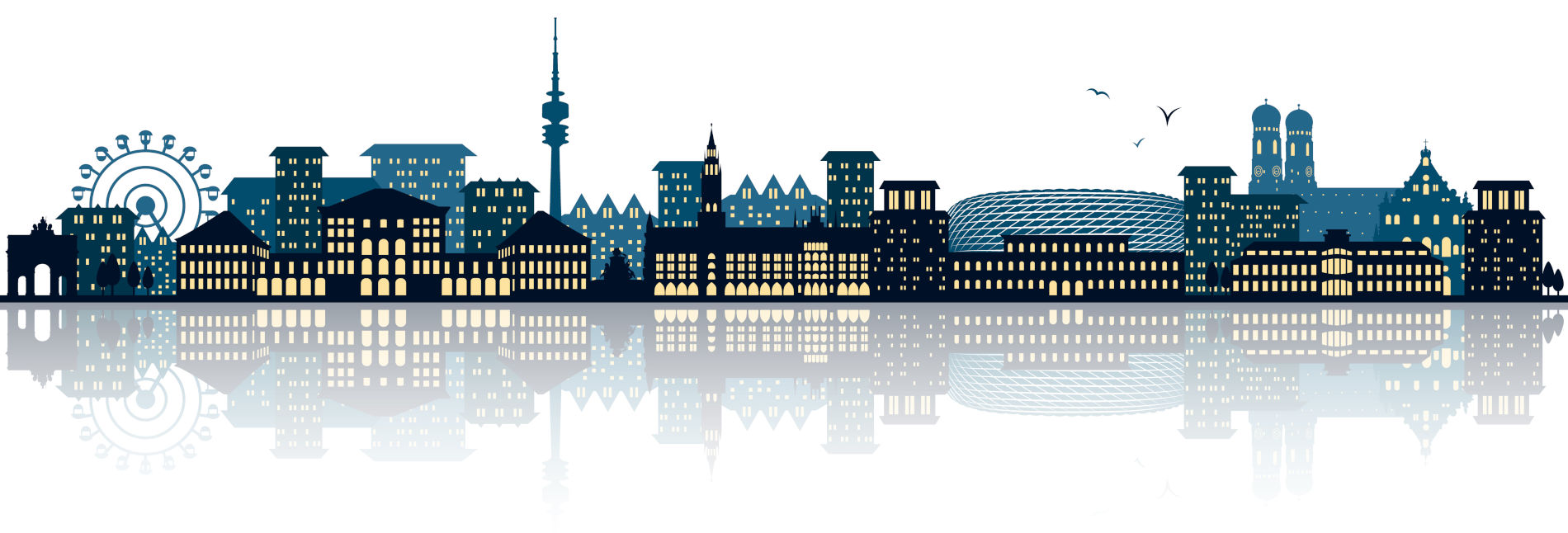 Glasarchitektur in München mit Spiegelung – Skyline aus Glas von Glaserei München